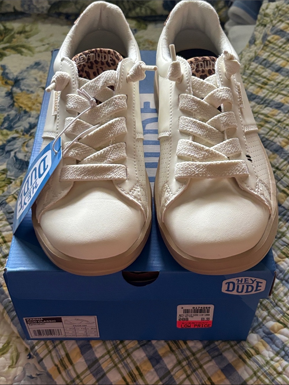 Hey Dude Cream/Beige Sneakers with Tan Sole